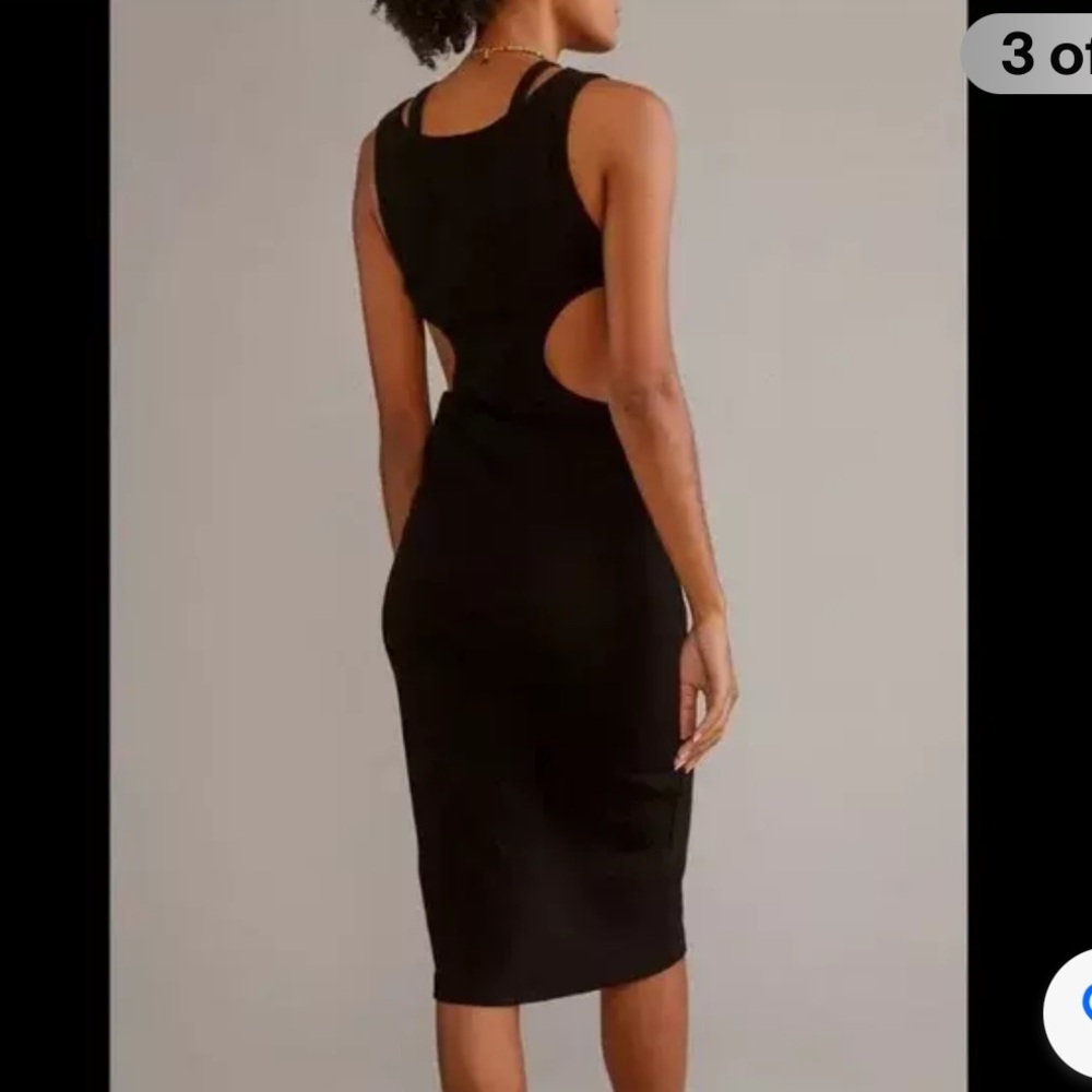 Anthropologie t.la Black Bodycon Cut Out Midi. Size L - Picture 4 of 11